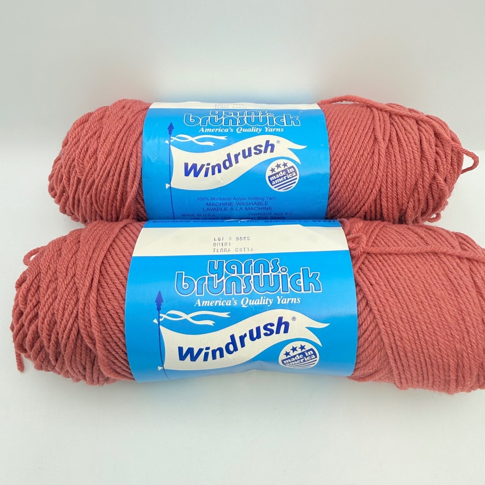 Brunswick Windrush Yarn Terra Cotta 90191 Lot 3 5595 Worsted Acrylic 2 Skeins
